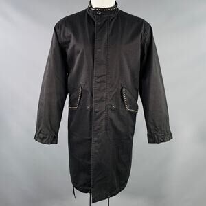 SAINT LAURENT Size 40 Black Studded Cotton Coat